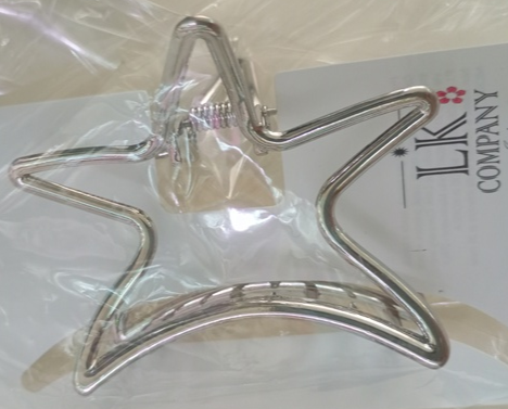 pinza per capelli in metallo forma stella argento