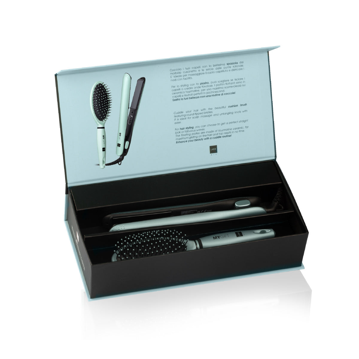 Labor My Gift Kit Piastra Professionale e Spazzola per Capelli Vari Colori