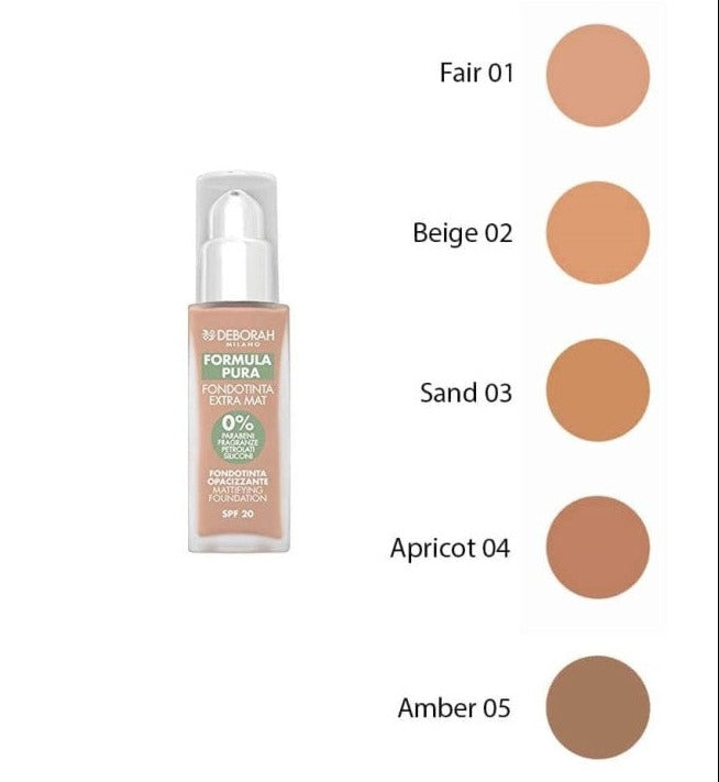 fondotinta matte formula pura e bio deborah milano varie colorazioni