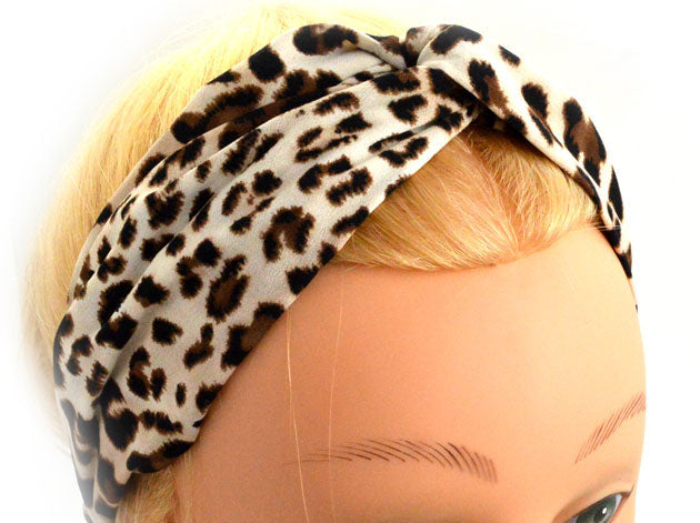 fascia per capelli intrecciata animalier