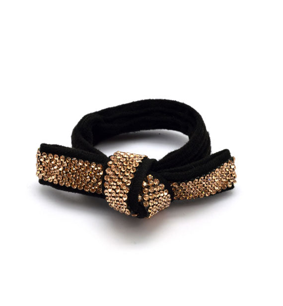 elastico fermacoda con nodo a strass oro