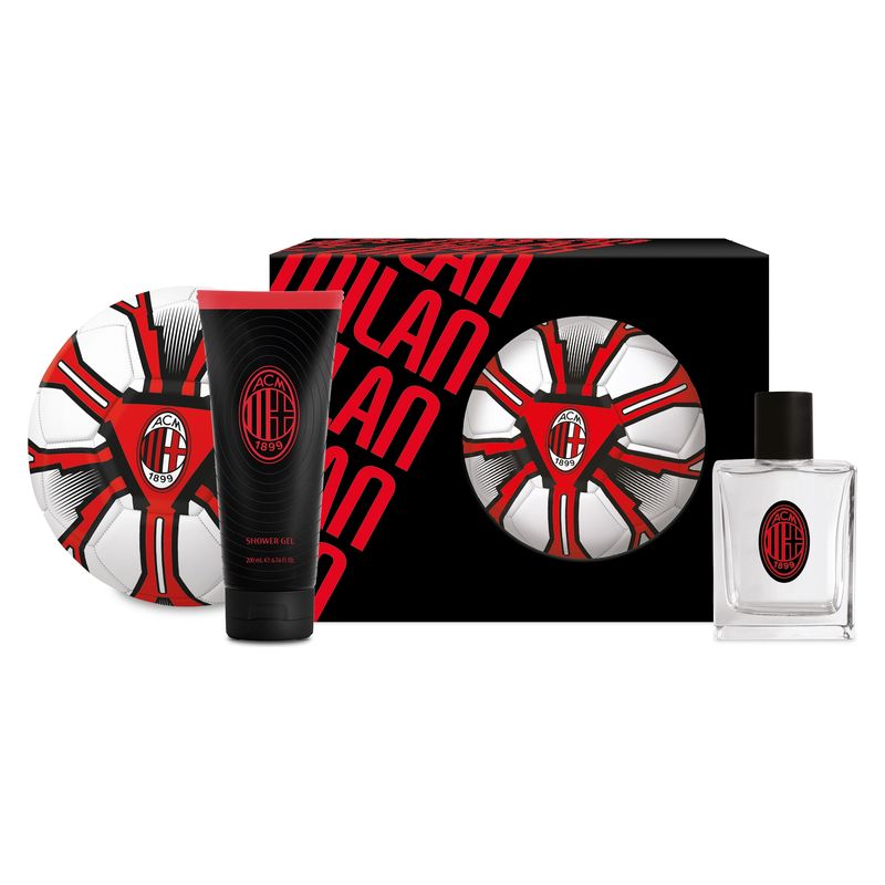 pallone milan con profumo e bagnoschiuma