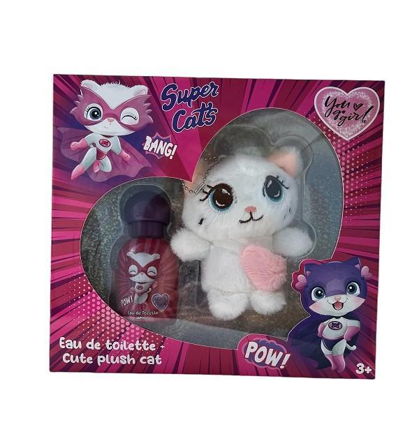 super cats confezione regalo con gattino in peluche e profumo
