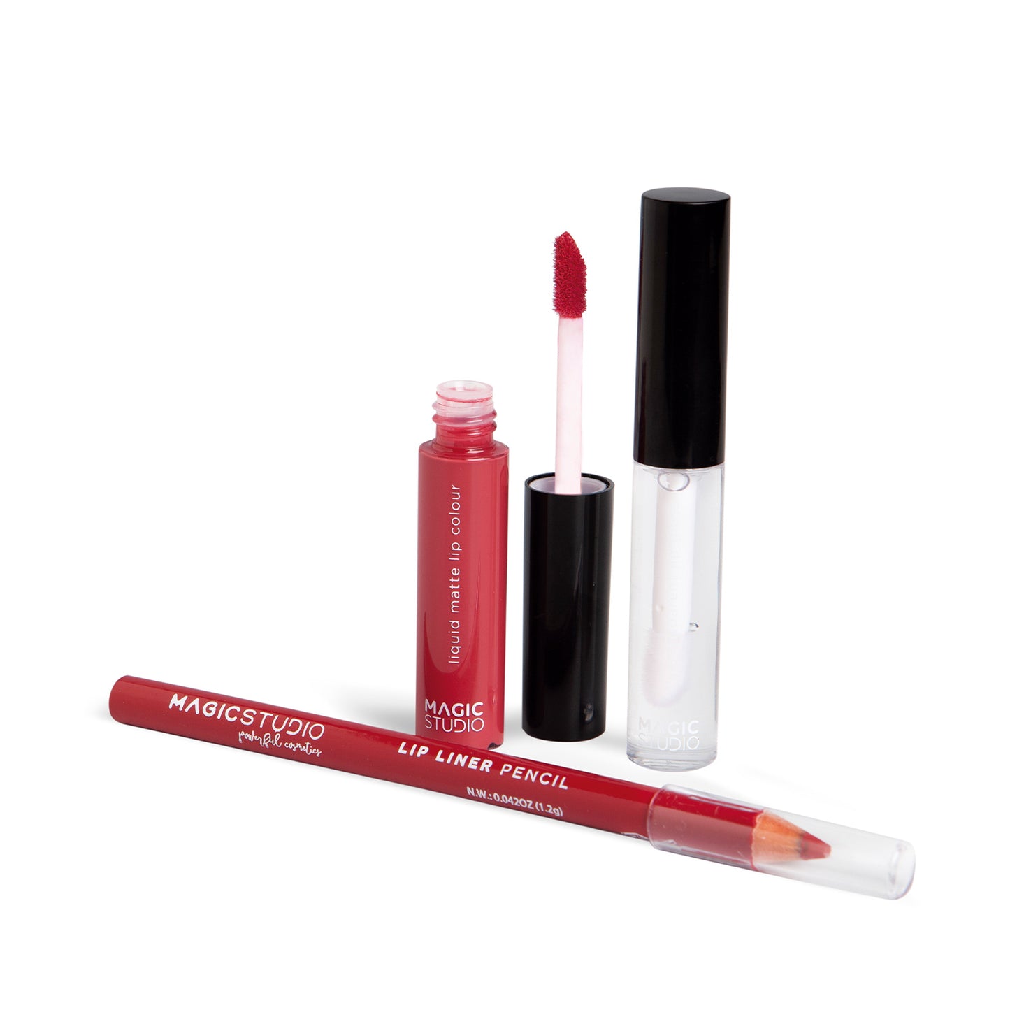 Magic Studio Confezione Rossetto Liquido Opaco Lip Gloss Matita Labbra