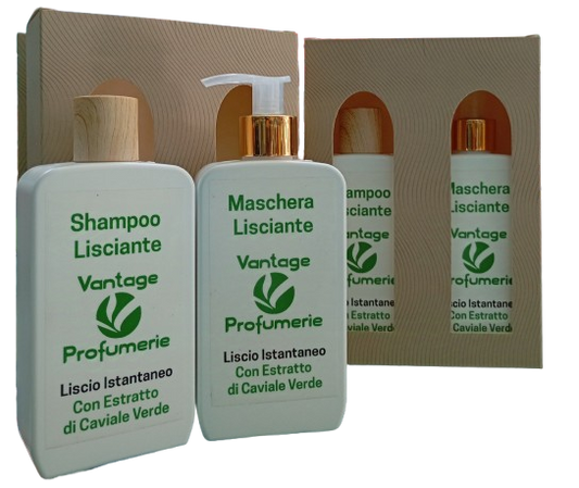 Box Kit lisci agli estratto di caviale verde shampoo e maschere