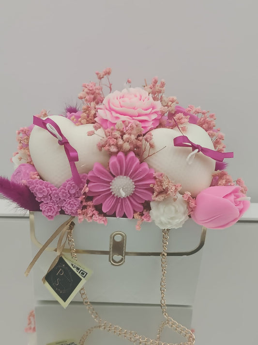 bouquet floreale rosa con cuori
