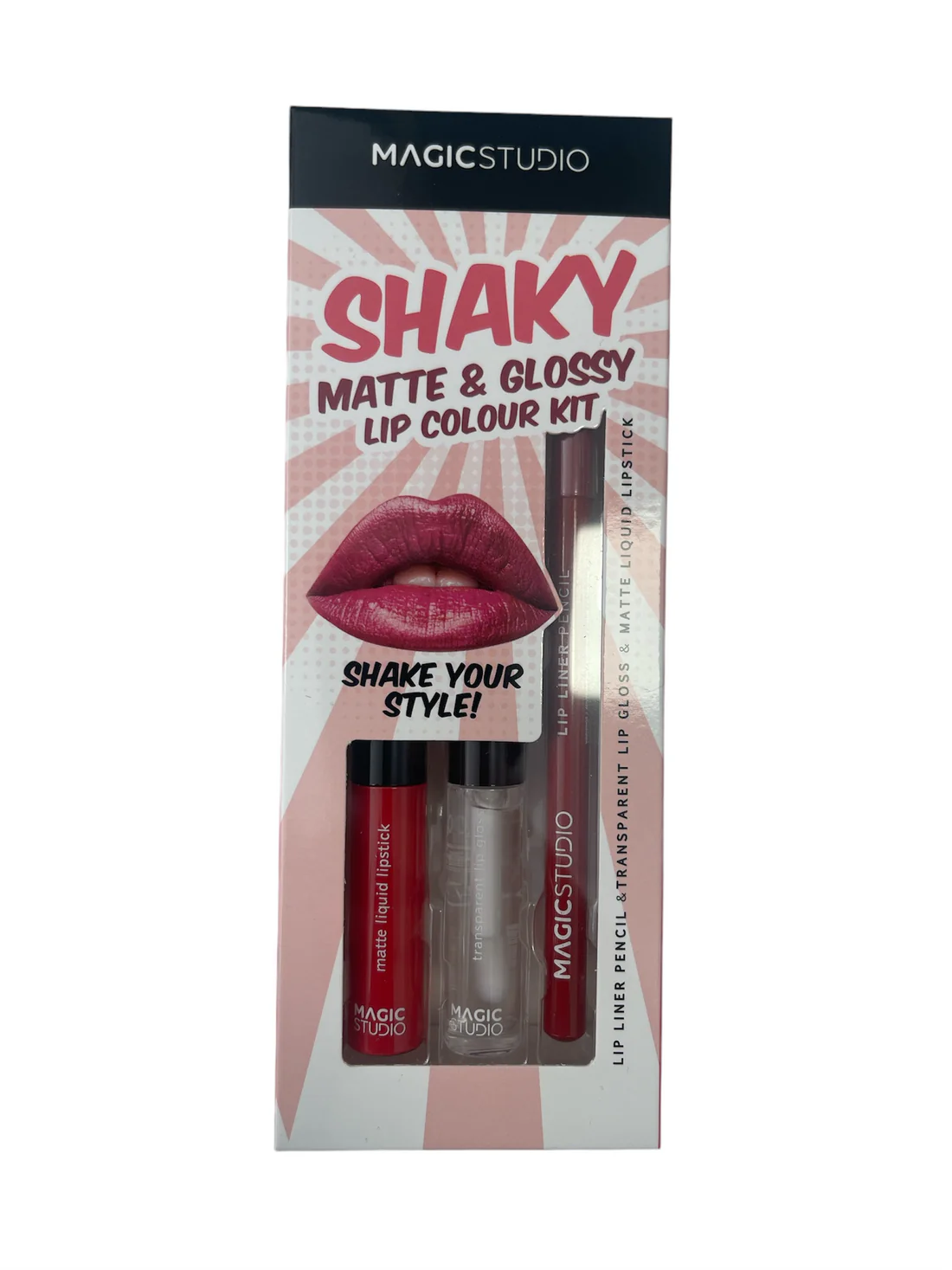 Magic Studio Confezione Rossetto Liquido Opaco Lip Gloss Matita Labbra