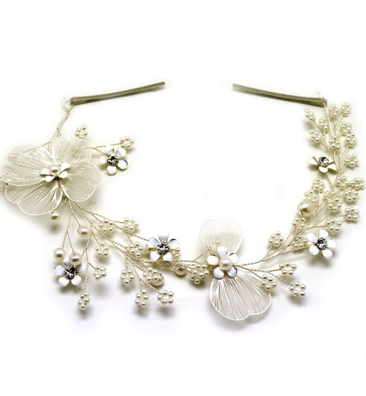tralcio per acconciature capelli con fiori in metallo