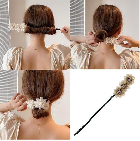 giracoda per chignon con fiori in tulle