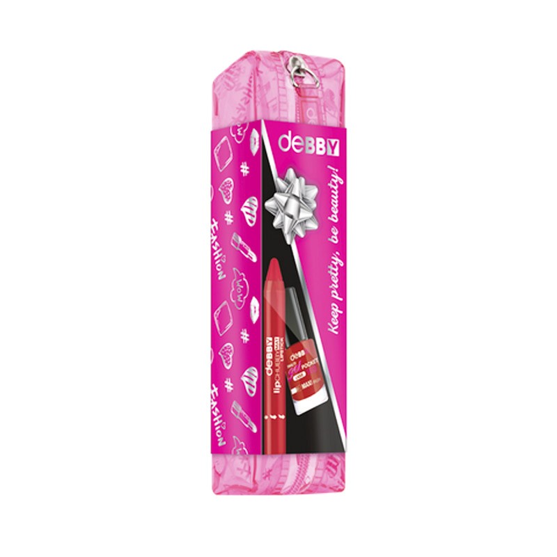pochette da borsetta con rossetto e smalto