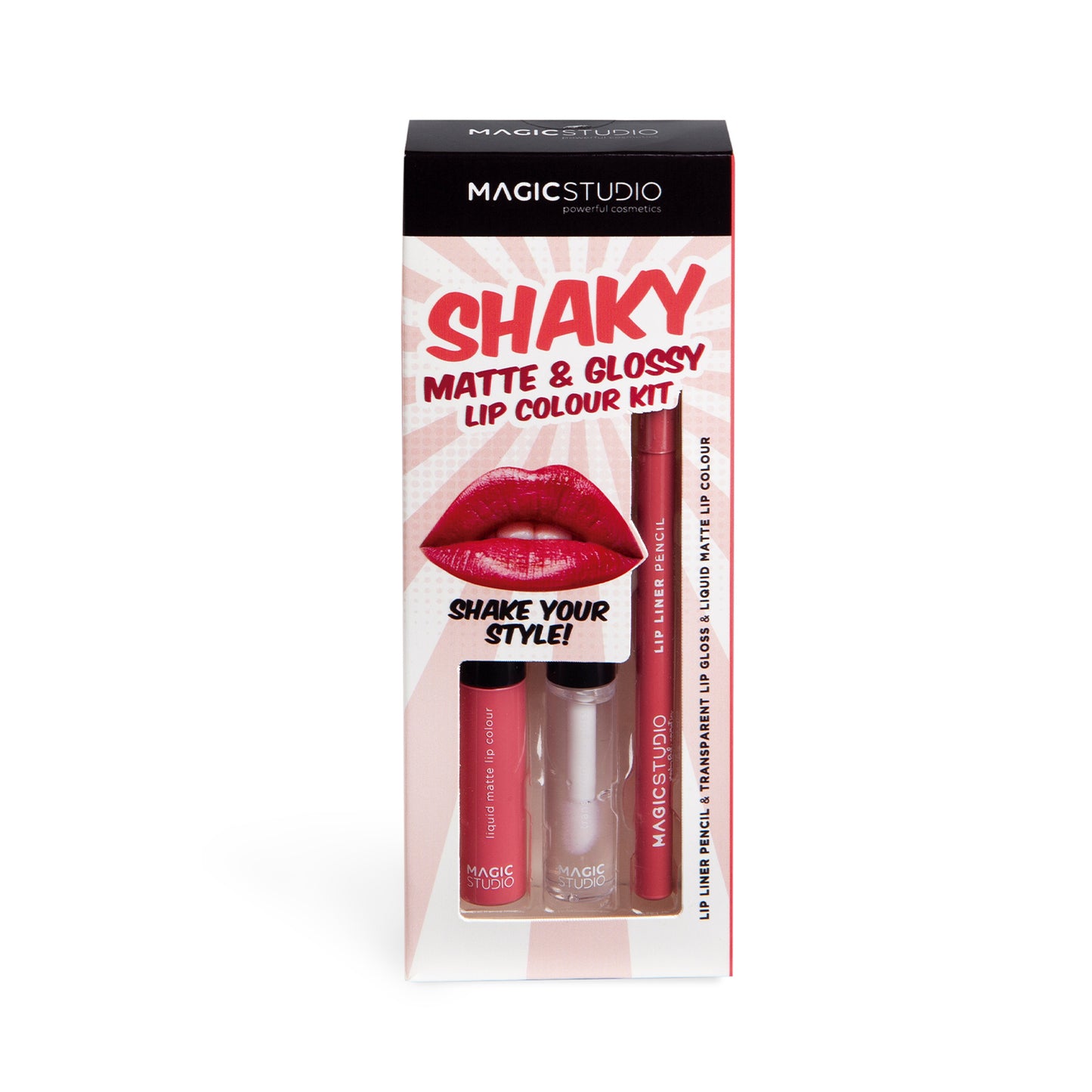 Magic Studio Confezione Rossetto Liquido Opaco Lip Gloss Matita Labbra