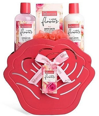 cofanetto in latta con bagnoschiuma crema corpo, sali alle rose