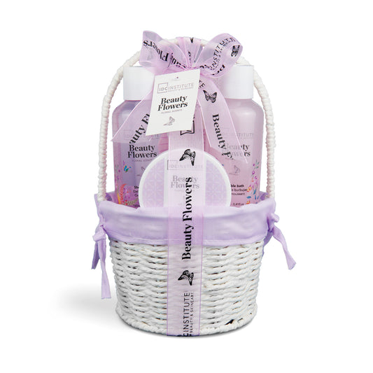 IDC Institute  Confezione Regalo Cesto Vimini Bianco  Beauty Flowers